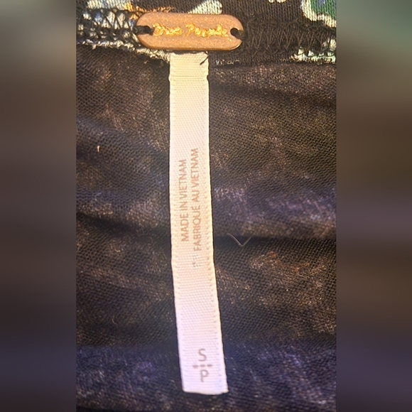 Free People Olivia Jersey Tunic Dress Blue Floral Plunging V-neck Ruffled Hem SM - Picture 13 of 15